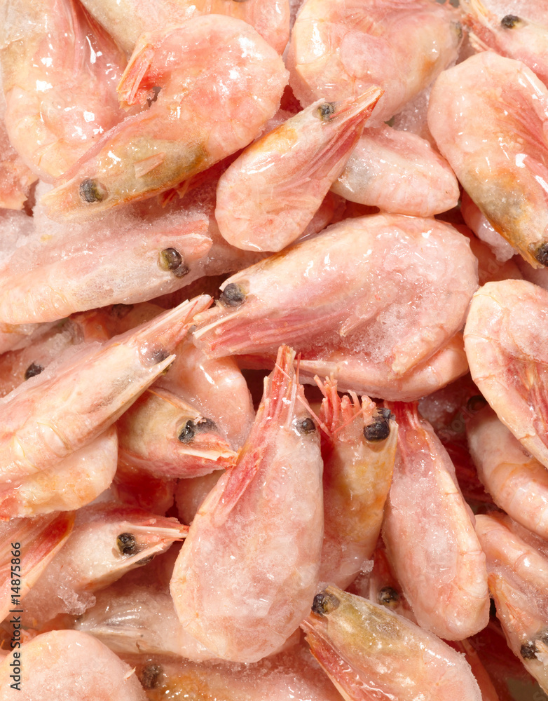frozen shrimp on the stack for food backgrounds