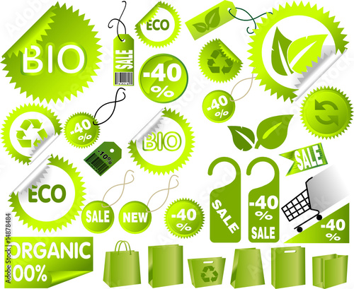 Big Set of green environmental icons, vector art