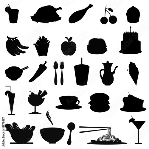 silhouettes food items