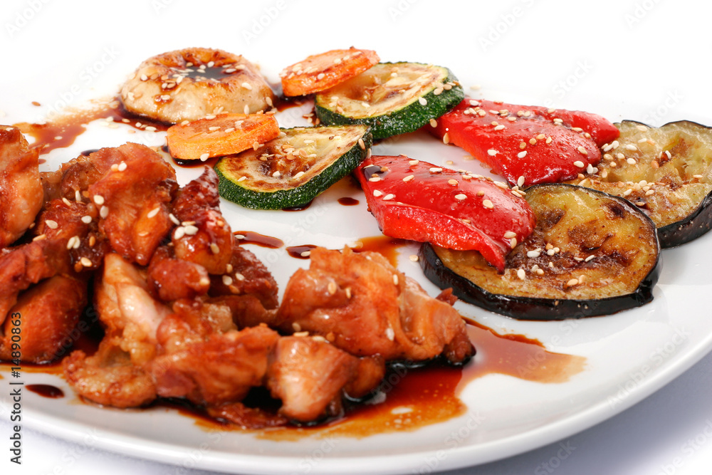 Tepan-yaki meat and vegetables Tepan-yaki meat and vegetables