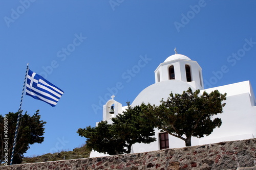 Chapelle de Profitis Elias entre Fira et Oio, Santorin photo