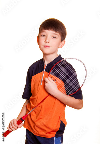 boy playing badminton