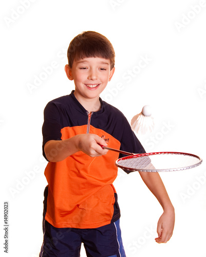 boy playing badminton