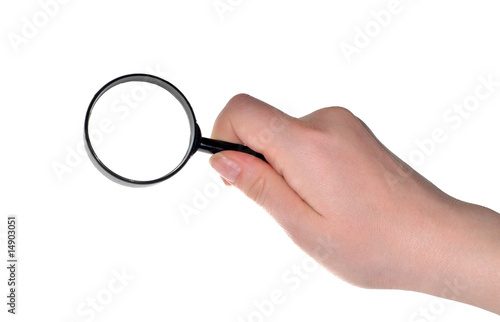 black magnifying in hand