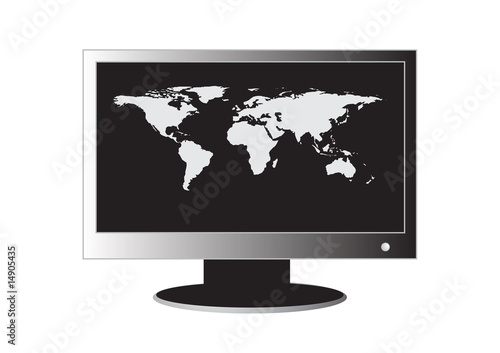 LCD Monitor with a world map