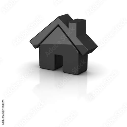 Shiny black house icon. 3d rendered illustration.