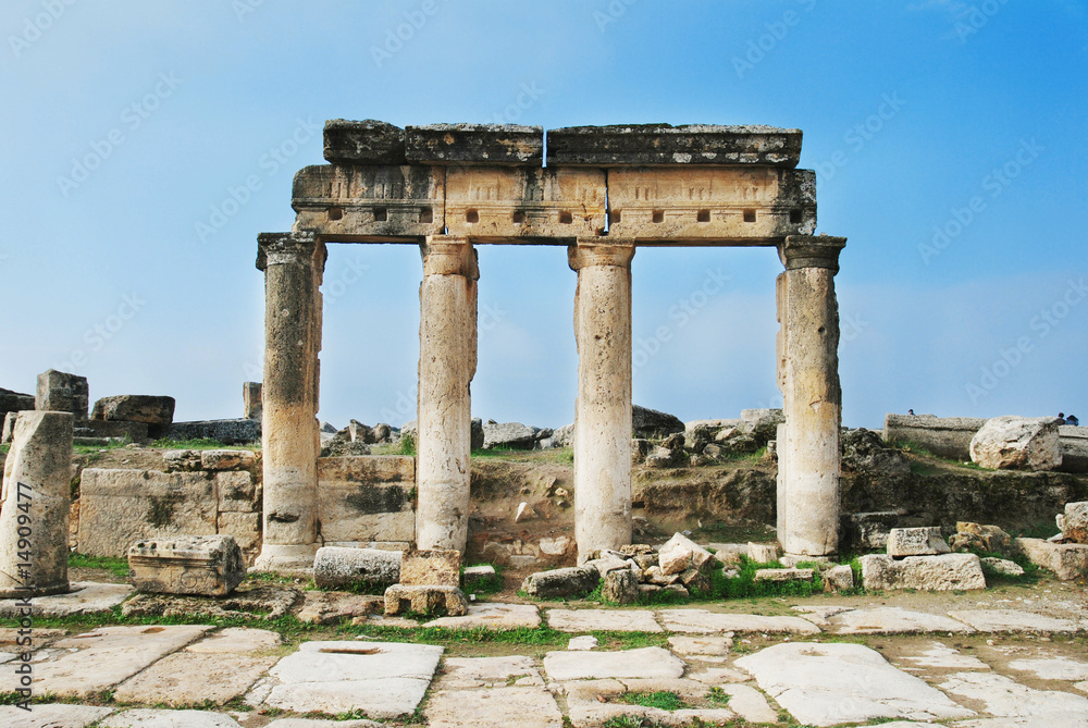 Ruins of ancient roman city Hierapolis. Pamukkale, Turkey