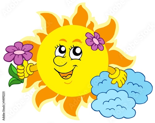 Cute Sun with flower