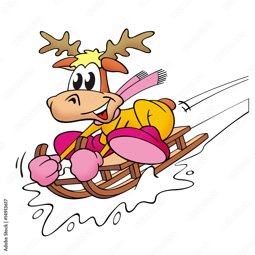Rentier fährt Schlitten StockIllustration Adobe Stock