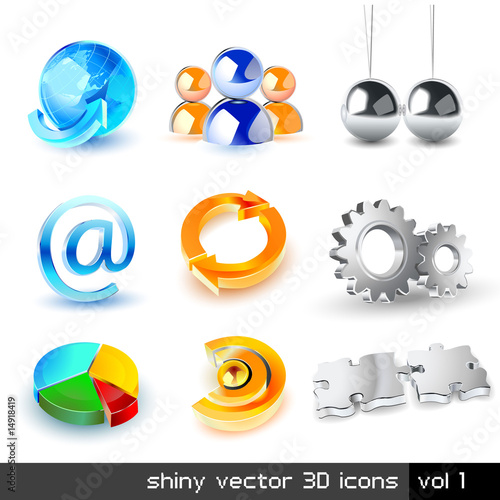 vector set od shiny 3d icons