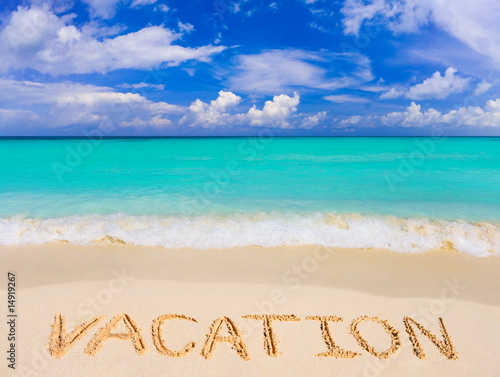 Word Vacation on beach