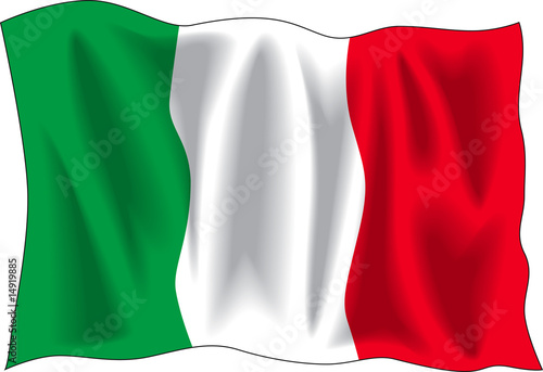 Waving flag of Italian isolated on white