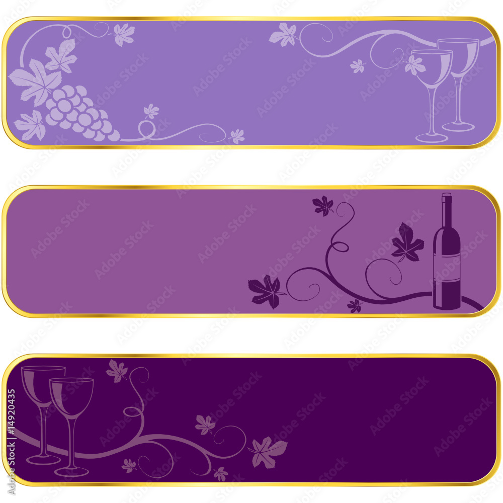 Wine banners with gold rim