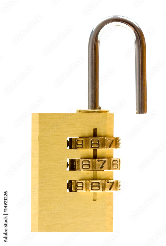 Close-up combination padlock isolated on white Close-up combination padlock isolated on white