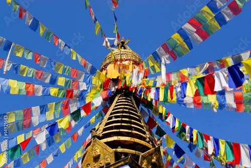 flags at buddhist temple in nepal