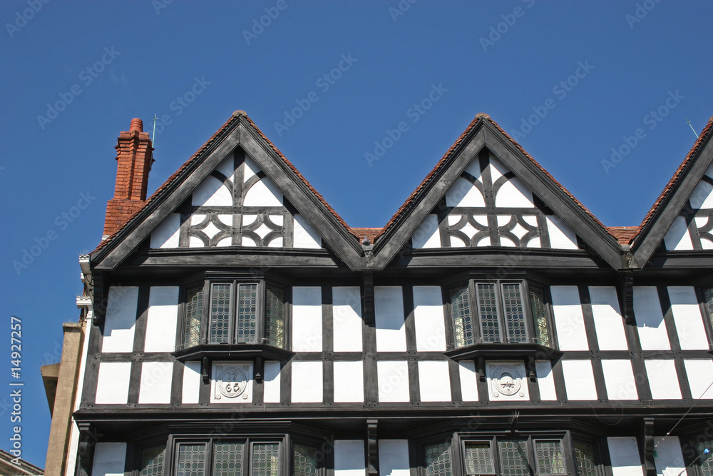 black and white houses, Tewkesbury