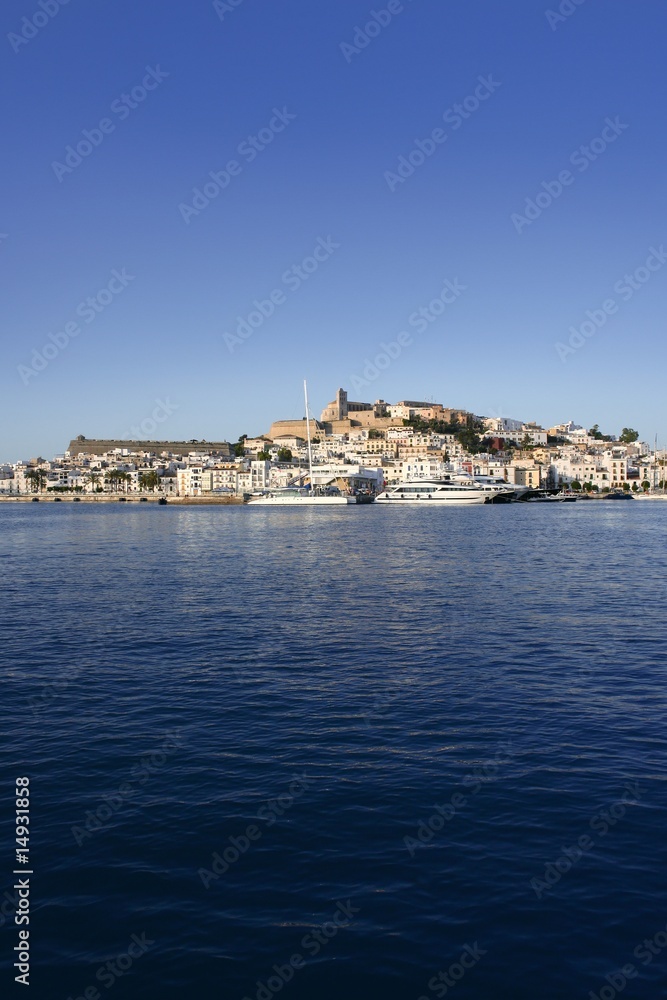 Ibiza island harbor in Mediterranean sea