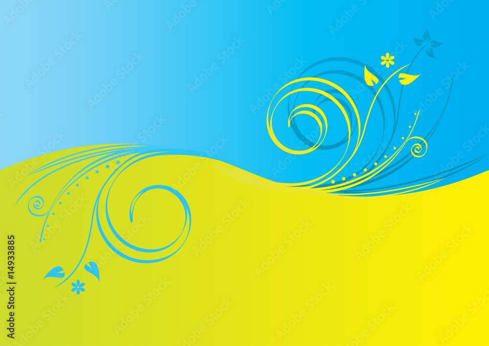 Vector illustration of floral background in yellow and blue Vector illustration of floral background in yellow and blue