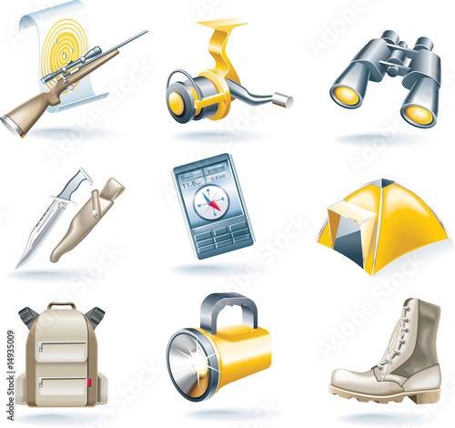 Vector hunt and fishing icon set