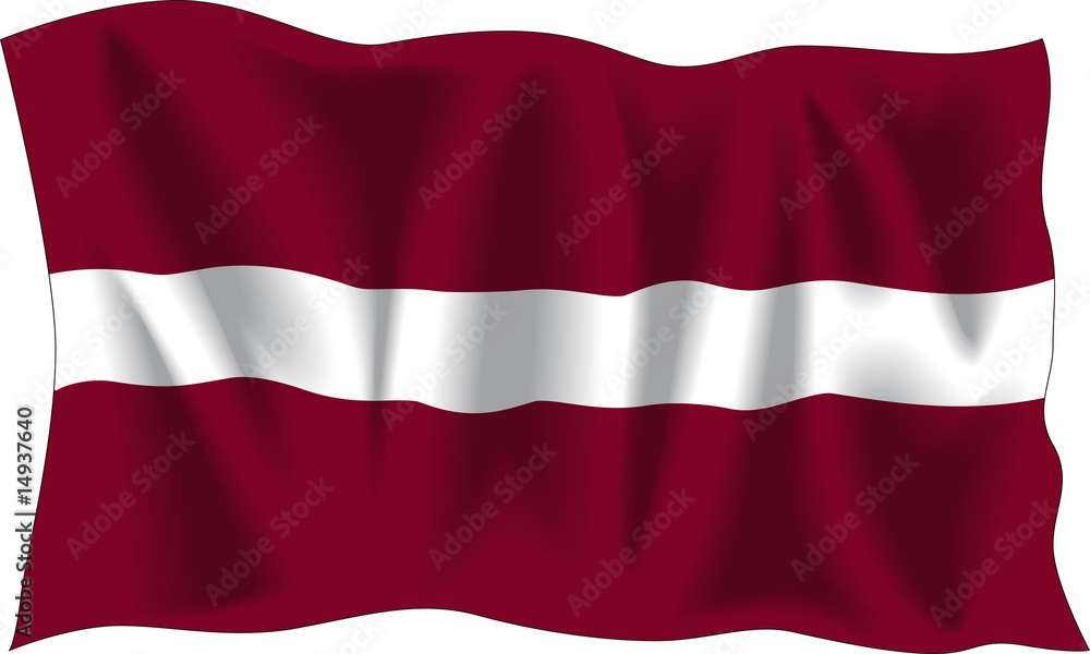 Waving flag of Latvia isolated on white Waving flag of Latvia isolated on white