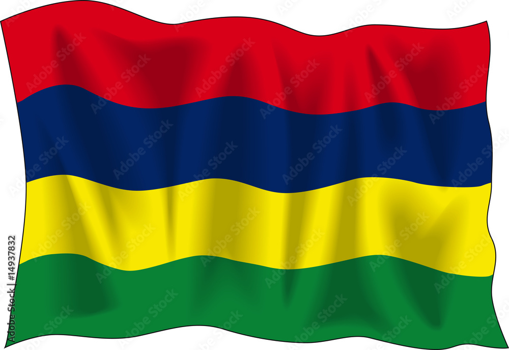 Waving flag of Mauritius isolated on white Waving flag of Mauritius isolated on white