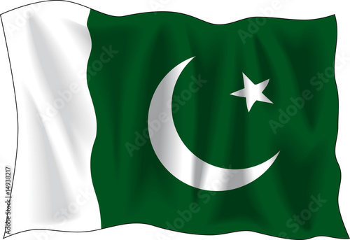 Waving flag of Pakistan isolated on white