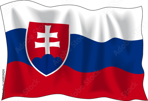 Wallpaper Mural Waving flag of Slovakia isolated on white