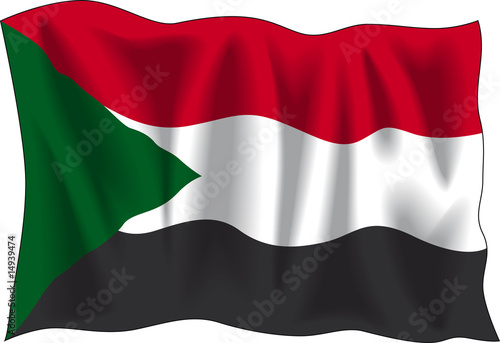 Waving flag of Sudan isolated on white