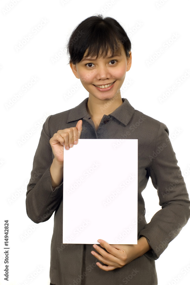 Beautiful Model Holding Blank Sign, You Could Place Your Adverti Beautiful Model Holding Blank Sign, You Could Place Your Adverti