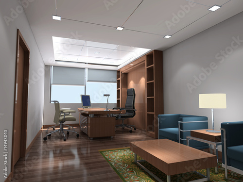 3d modern office room © xin wang