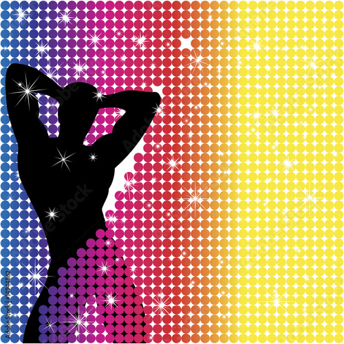 Grunge Background with Party Boy Silhouette with Stars