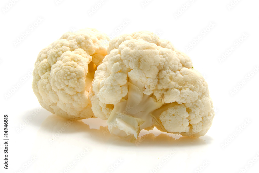 Pieces cauliflower isolated on white background Pieces cauliflower isolated on white background