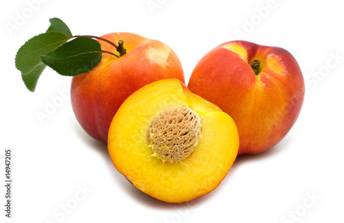 slice fresh nectarine on white background