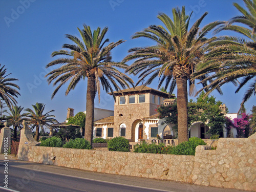 Steinhaus mit Palmen