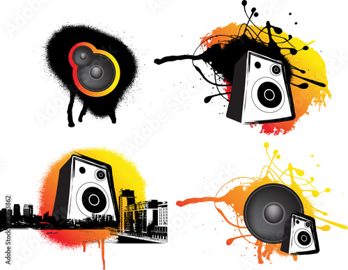 black and ornage urban music set of 4 graphics