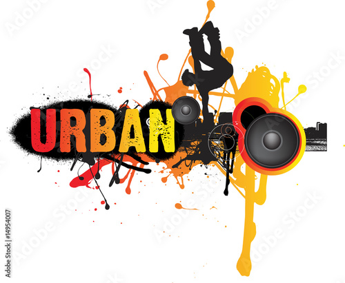 a break dancer in an urban grunge music scene