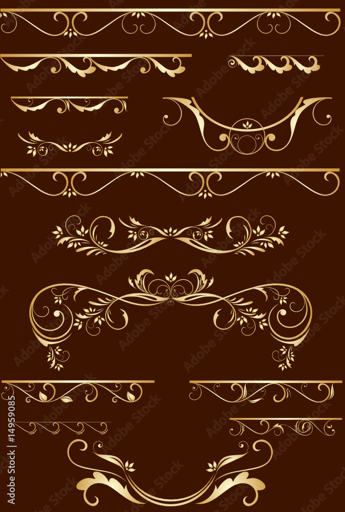 Decorative element for design. Gold collection.