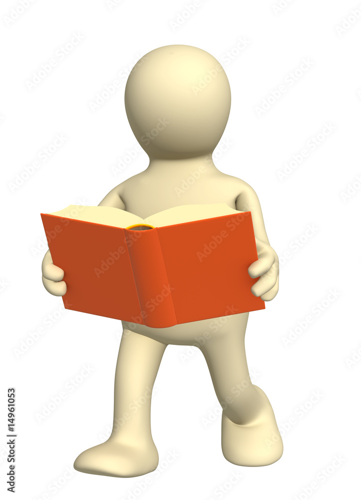 3d puppet, reading the book on the move