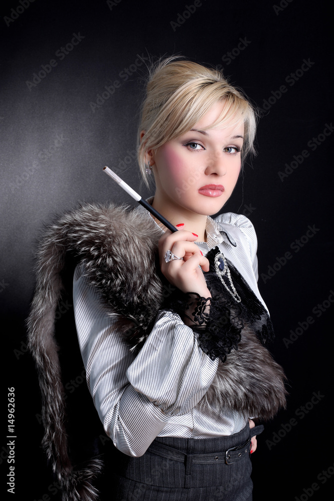 girl with fur and cigarette girl with fur and cigarette