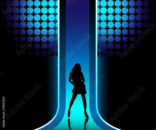 Sexy fashion girl in beautiful and colorful catwalk