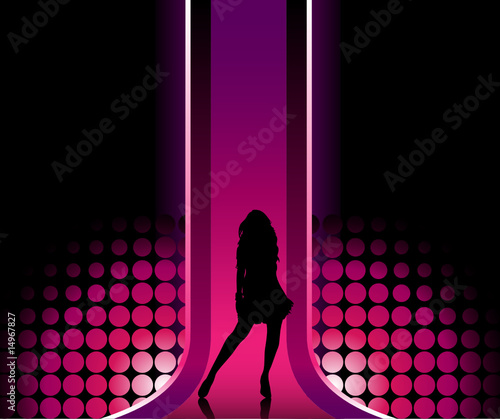 Sexy fashion girl in beautiful and colorful catwalk