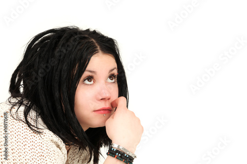 Portrait of young teenage girl with face piercings