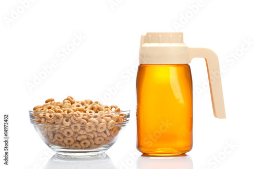 Honey pitcher and cornflakes