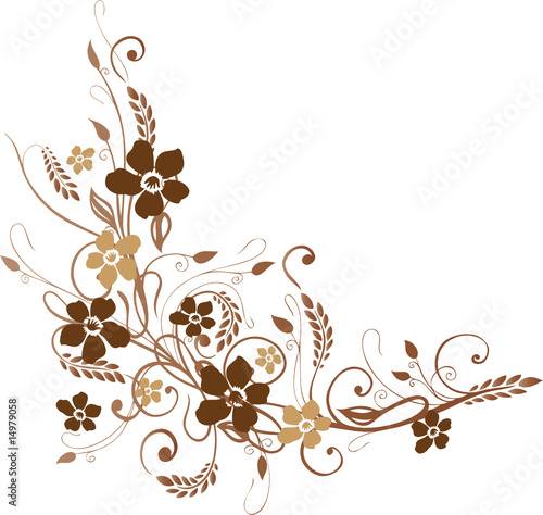 Blumen mit Gräsern, braun, Brauntöne