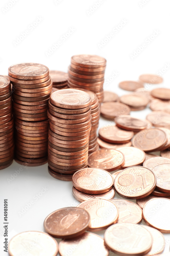 coins on white background coins on white background