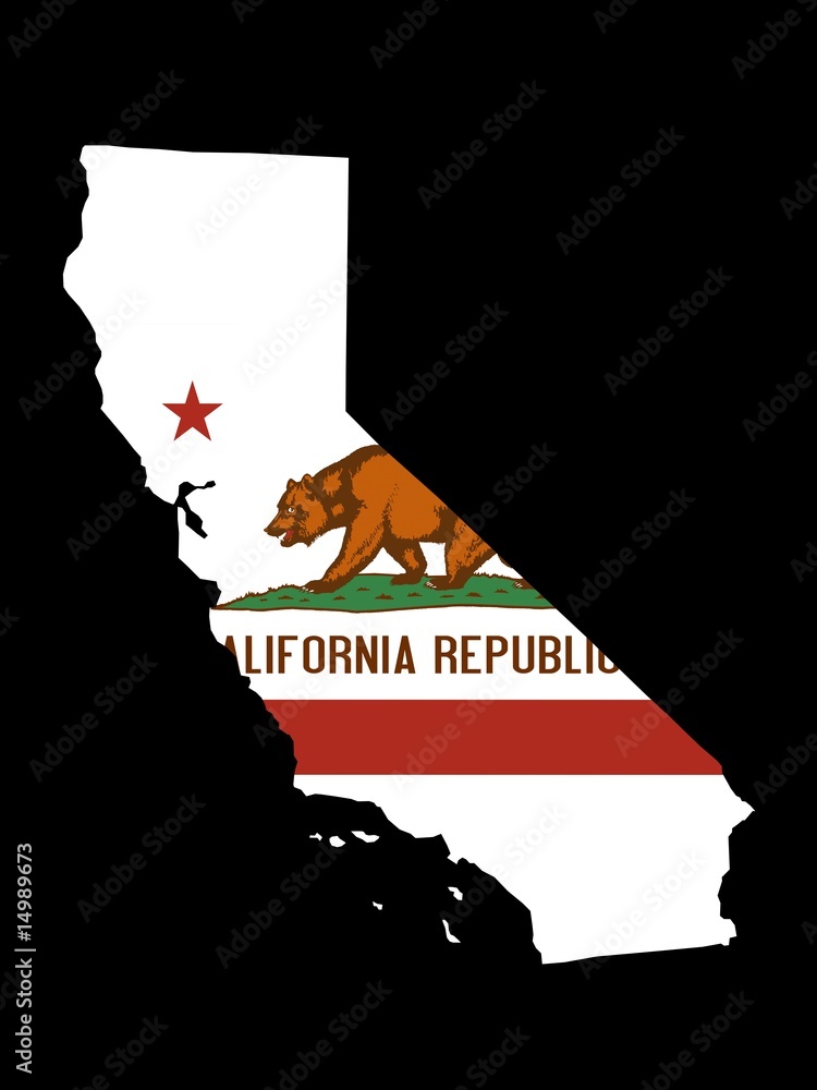 California Flag as the territory Map on the Black Background Stock California Flag as the territory Map on the Black Background Stock