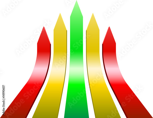 3D varicolored ascending arrows. Competition concept.
