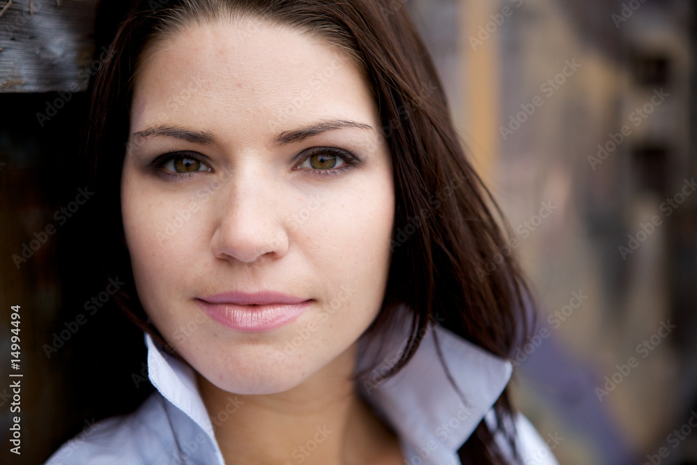 Beautiful Brunette in a collared shirt Beautiful Brunette in a collared shirt