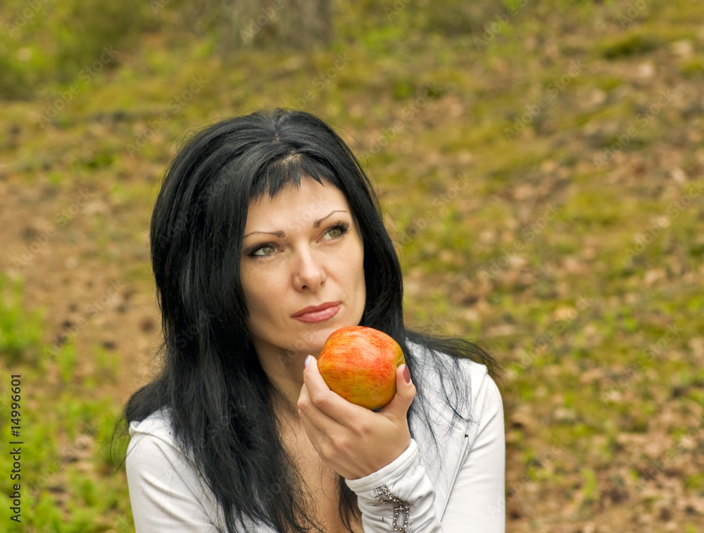 girl eats ripe apple girl eats ripe apple