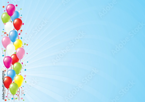 Balloons Against Blue Sky Background. Balloon Collection.